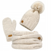 DÁMSKA ZIMNÁ ČIAPKA ŠÁL NÁKRČNÍK RUKAVICE teplá SADA Béžová RELAKS
