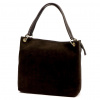 Dámska kožená kabelka cez rameno Luka 26-022 tmavohnedá 35 x 30 x 16 cm