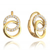 MINET Pozlátené strieborné náušnice KRUHY s bielymi zirkónmi