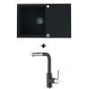Alveus CADIT 20 SET kuchynský granit. drez so sifónom 79x50 + batéria SIROS - Black/Chróm CADIT20G91+SIROS91
