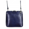 Kožená malá dámska crossbody kabelka tmavá modra