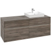 VILLEROY & BOCH Collaro závesná skrinka pod umývadlo na dosku (umývadlo vpravo), 4 zásuvky, s LED osvetlením, 1400 x 500 x 548 mm, Stone Oak, C075B0RK