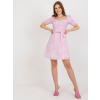 Bielo-ružové minišaty s kvetinovou potlačou a volánovými rukávmi LK-SK-509002.03P-white-pink 36