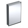 Geberit ONE Zrkadlová skrinka s LED osvetlením, 60x90x15 cm, pánty vpravo, vstavaná, matná čierna 505.801.00.7