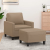 vidaXL Kreslo s podnožkou kapučínové 60 cm umelá koža - Hnedá - 30659-171821