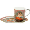 Home Elements Porcelánový hrnček 360 ml s podšálkou, Mucha tmavý