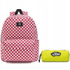 Vans White, Red School Batoh (Vans Old Skool Checkered Batoh + puzdro na ceruzku)