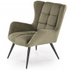 HALMAR Kreslo ušiak BYRON, čierna/olivová vardo 74