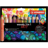Farbička, hrubá, STABILO Woody ARTY 3 in 1, 10 rôznych farieb