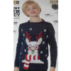 Detský sveter - Sweetreeek Jeaphad 140 biela, červená, námornícka modrá (Vianoce, zimný sveter Mikołaj pre deti r 140)