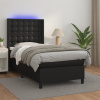 vidaXL Boxspring posteľ s matracom a LED čierna 80x200 cm umelá koža - Čierna - 8363-150135