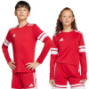 Detské červeno-biele tričko s dlhým rukávom adidas Squadra 25 JJ0041 140 cm