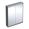 Geberit ONE Zrkadlová skrinka s LED osvetlením, 75x90x15 cm, 2 dvierka, vstavaná, matná čierna 505.802.00.7