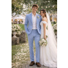 Pánsky svetlomodrý bi-stretch oblek CELIO slim fit