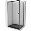 Mexen Apia sprchová kabína posuvná 100 x 90 cm, transparentná, čierna + vanička Flat, čierna - 840-100-090-70-00-4070B