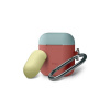 Elago Airpods Silicone Duo Hang Case - Italian Rose/ Coral Blue, Yellow EAPDH-IRO-CBLYE