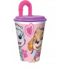 Stor plastový téglik so slamkou Paw Patrol 430ml ružový