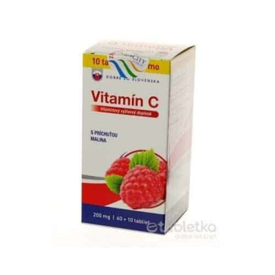 Dobré z SK Vitamín C 200 mg príchuť MALINA tbl 60+10 70 ks