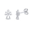 SILVEGO Stříbrné náušnice pecky anděl Abda s čirými Brilliance Zirconia MW2233E