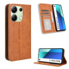 Peňaženkové kožené puzdro Retro Buckle na Xiaomi Redmi Note 13 4G - Hnedá