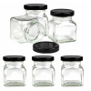 6x nádoby poháre sklenené dózy na korenie 120 ml s čiernym viečkom fi 53