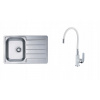 Kuchynská batéria - Čiarka oceľový umývadlo + flex batérie biela (Kuchynská batéria - Čiarka oceľový umývadlo + flex batérie biela)
