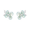 JAY Náušnice se zelenkavým květem Irisu - stříbrné zapínání JAY-9095-ZS56078(1) Zelená