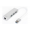 HUB 3-port USB 3.0 SuperSpeed with Gigabit LAN adapter, aluminium DA-70250-1