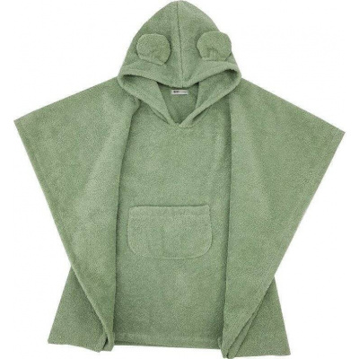 EKO Pončo bavlnené s kapucňou a uškami 75x120 cm Olive Green