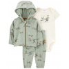 CARTERS CARTER'S Set 3dielny mikina, tepláky, body kr. rukáv Green Airplane chlapec MFL 6m/ veľ. 68