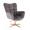 LuxuryForm DESIGN Kozmetické kreslo AURORA VELUR na zlatom kríži - tmavo šedé