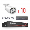 Techage IP – 10 kamerový set 5 MP BULLET-WLI + SWITCH