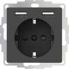 2USB 2U-449351 zásuvka do steny VDE, s USB, detská ochrana IP20 antracitová; 2U-449351