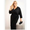 Kesi Dámsky bavlnený overal Plus Size s viazaním v páse a 3/4 rukávom čierny