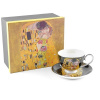 HOME ELEMENTS Šálka s podšálkou Klimt Bozk tmavý 250 ml