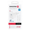 SWISSTEN TRAVEL CHARGER GaN 1x USB-C 35W POWER DELIVERY WHITE + DATA CABLE USB-C/LIGHTNING 1,2M WHIT 22070240