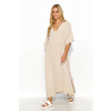 Denné šaty M835 béžové 4XL-5XL - Makadamia UNI