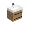 Swiss aqua technologies Koupelnová skříňka s černou úchytkou a umyvadlem SAT Cube Way 60x53x46 cm dub Hickory mat CUBE46C602DHSAT