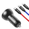 Nabíjačka do auta BASEUS 2xUSB 4.8A 24W digitálny displej + USB kábel 3v1 1.2 metra čierny