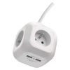 Predlžovací kábel - kocka 1,9 m / 4 zásuvky / biely / PVC / s USB / 1 mm2 Emos P04119U