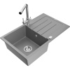 Mexen Bruno, 1-komorový granitový drez s odkvapkávačom 795x495x200 mm a chrómová batéria Duero, šedá, 6513-71-671600-00