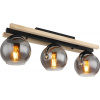Globo Lighting Conni stropné svietidlo 3x25 W čierna-dymová-drevená 15569-3D