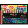 Pastelky STABILO Woody 3in1, sada 10 ks v pouzdru s ořezávátkem 