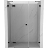 Mexen Lunar, ľavé otočné sprchové dvere 125 cm, číre sklo, čierny profil, 834S-125-050-70-00-L