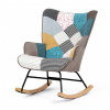 Autronic Křeslo houpací, potah patchwork látka, dřevěné nohy, masiv kaučukovník AK-374 PW2