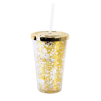 TORO Plastový pohár so slamkou konfety 500ml