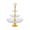 Brúsená trojposchodová etažérka, Royal Crystal, Zlato