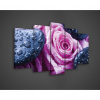 Obraz na plátne viacdielny - OB3390 - Ružová ruža v kamienkoch 100cm x 60cm - S17