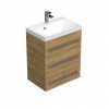 Swiss aqua technologies Koupelnová skříňka s chromovými úchyty a umyvadlem SAT Cube Way 60x76,5x40 cm dub Hickory mat CUBE2603DH