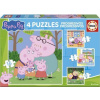 EDUCA Puzzle Prasiatko Peppa 4v1 (6,9,12,16 dielikov)